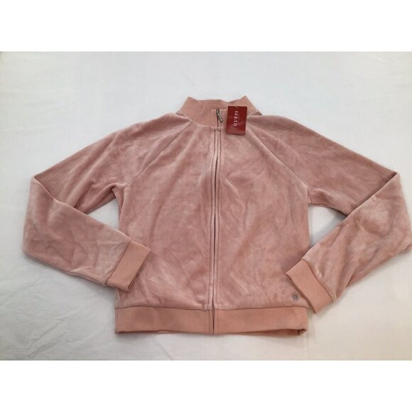 GUESS Womens Size Small Pink Zippered Velour Track Jacket - Picture 1 of 7